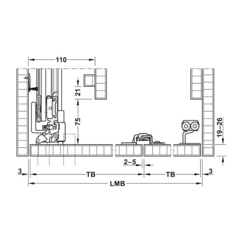 Cửa trượt xếp bằng gỗ Hafele 408.31.011 3 Thông số cửa trượt xếp bằng gỗ Hafele 408.31.011