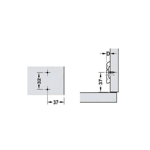 Đế bản lề tủ Metalla 120 A Hafele 311.71.768 1 Thông số đế bản lề tủ Metalla 120 A Hafele 311.71.768