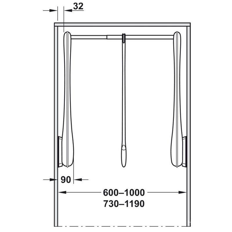 Thông số Giá treo quần áo nâng hạ Hafele 805.21.901 Thông số Giá treo quần áo nâng hạ Hafele 805.21.901