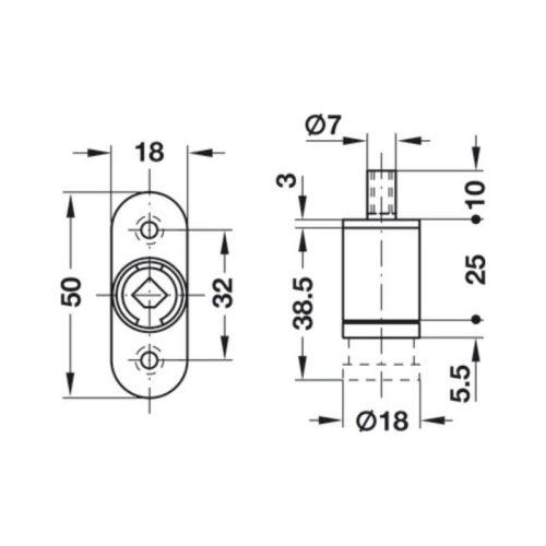 Thông số khóa nhấn kim loại Symo 3000 Hafele 234.65.600