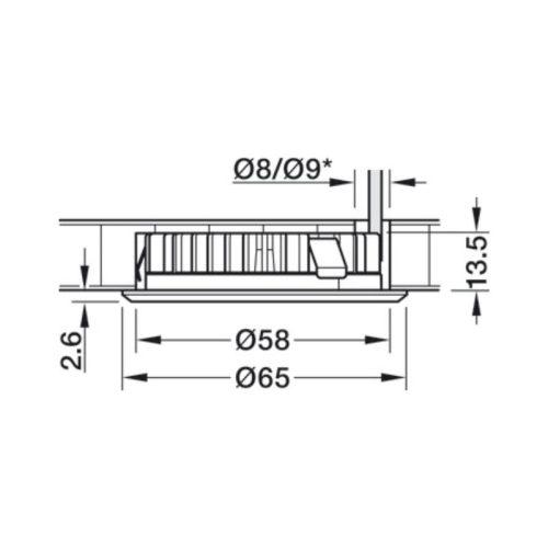 Thông số nắp che đèn lắp âm Hafele 833.72.382