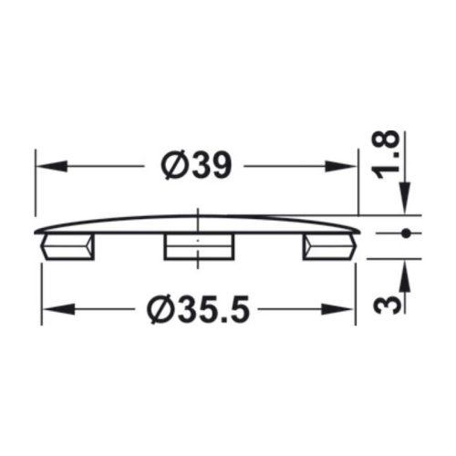 Thông số nắp đậy Maxifix nhựa D39mm Hafele 262.86.190