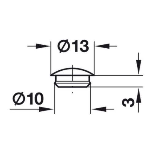 Thông số nắp đậy ốc liên kết nhựa Hafele 045.13.106