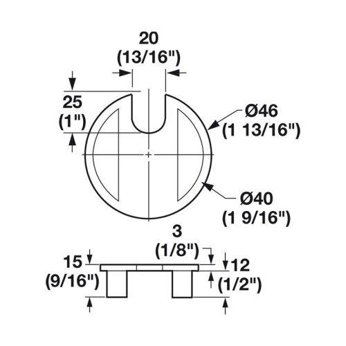 Nắp luồn dây điện Hafele 429.94.621 3 Thông số Nắp luồn dây điện Hafele 429.94.621