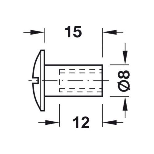 Thông số ống giữ vít liên kết M6 hợp kim Hafele 267.07.910
