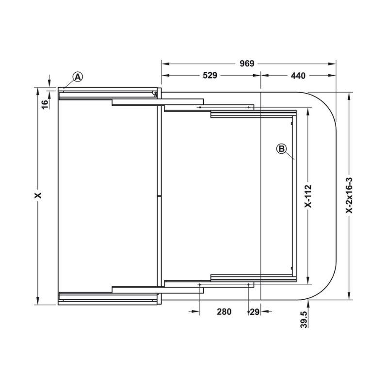 Thông số phụ kiện bàn mở rộng Hafele 505.73.945 Thông số phụ kiện bàn mở rộng Hafele 505.73.945
