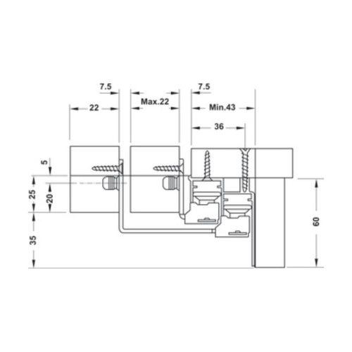 Thông số phụ kiện cửa trượt Slido Space Air 80 VF Hafele 406.78.037