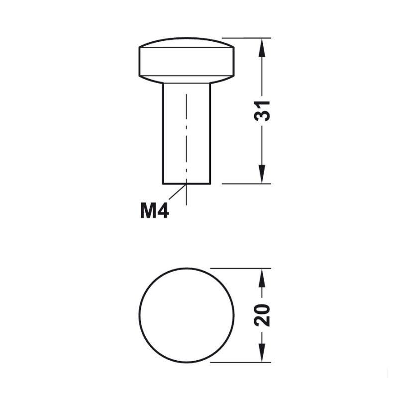 Thông số Quả Nắm Tủ Hafele 110.35.371 Thông số Quả Nắm Tủ Hafele 110.35.371