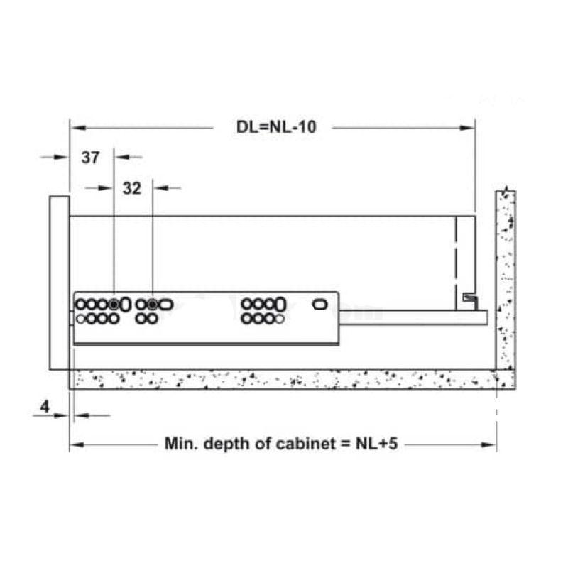 Thông số ray âm EPC EVO Hafele 433.32.513 Thông số ray âm EPC EVO Hafele 433.32.513