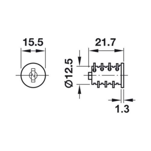 Thông số ruột khóa Symo màu đen Hafele 210.40.310