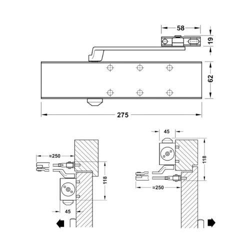 Tay đẩy hơi cùi chỏ 150Kg DCL55 Hafele 931.84.568 3 Thông số tay đẩy hơi cùi chỏ 150Kg DCL55 Hafele 931.84.568