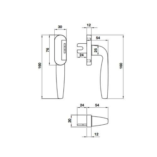 Thông số tay nắm cửa nhôm HL859 Hafele 974.31.415