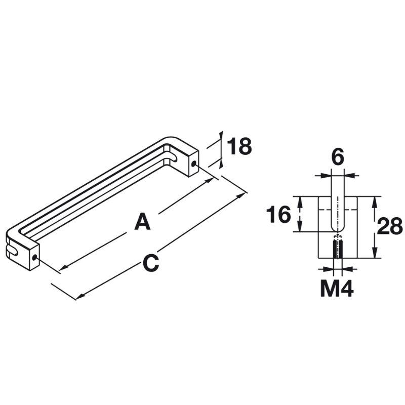 Thông số Tay nắm tủ Hafele 110.34.307 Thông số Tay nắm tủ Hafele 110.34.307