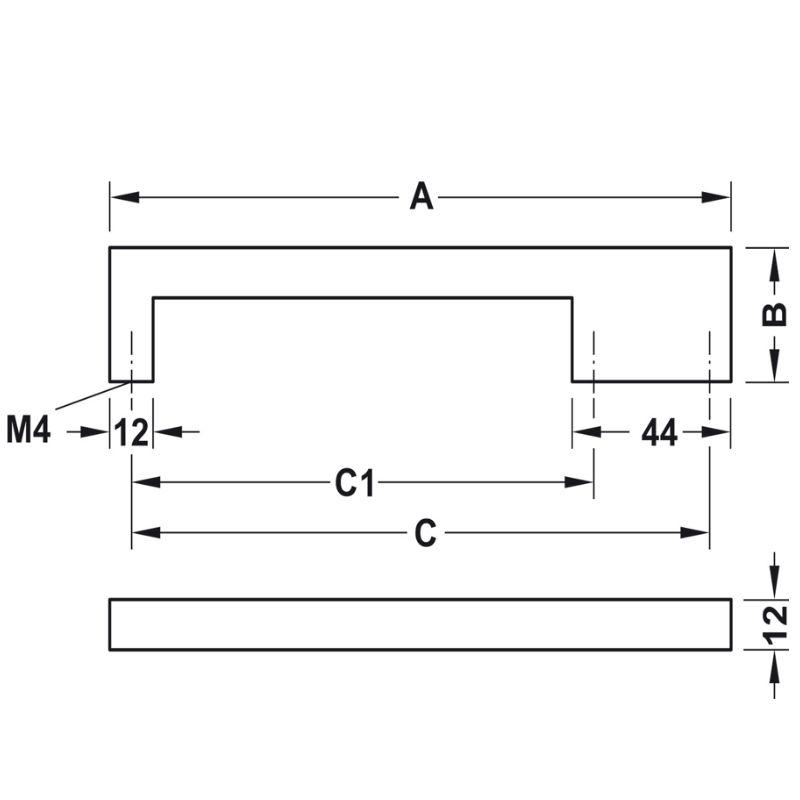 Thông số Tay nắm tủ Hafele 110.34.356 Thông số Tay nắm tủ Hafele 110.34.356