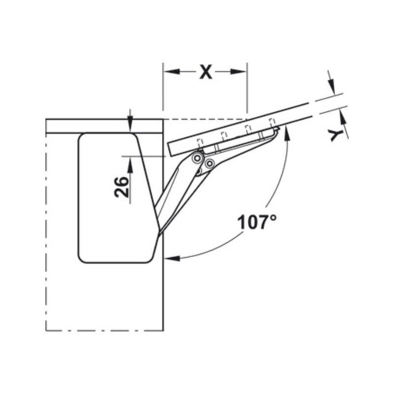Thông số tay nâng Free Flap Hafele 372.91.406 Thông số tay nâng Free Flap Hafele 372.91.406