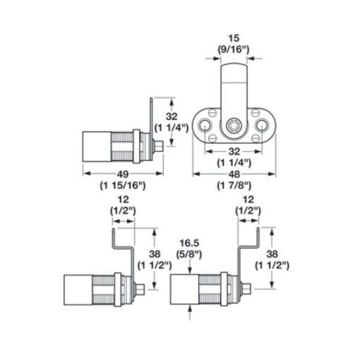 Thông số thân khóa CAM nickel Hafele 235.09.000