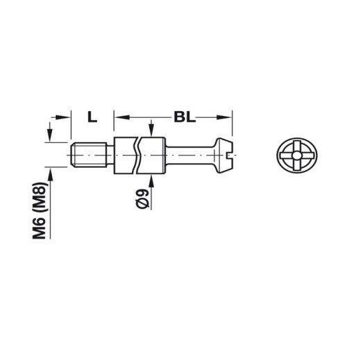 Thân ốc liên kết ren M6 Hafele 262.87.901 4 Thông số thân ốc liên kết ren M6 Hafele 262.87.901