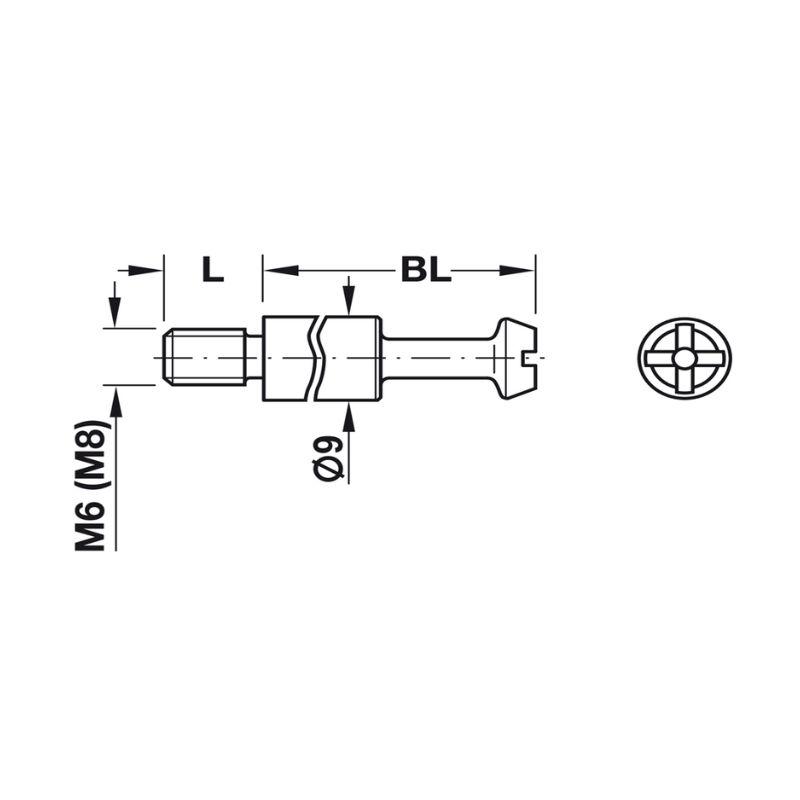 Thông số thân ốc liên kết ren M6 Hafele 262.87.901 Thông số thân ốc liên kết ren M6 Hafele 262.87.901