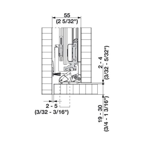Thanh kết nối cho 1 bên cánh 900mm Hafele 408.30.092 4 Thông số thanh kết nối cho 1 bên cánh 900mm Hafele 408.30.092