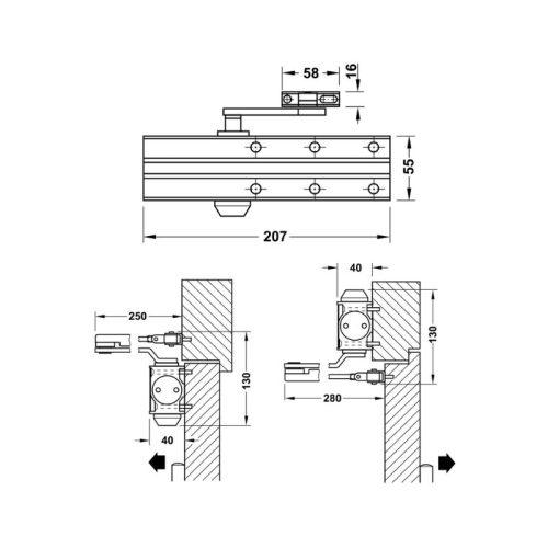 Thiết bị đóng cửa tự động DCL15 Hafele 931.84.689 3 Thông số thiết bị đóng cửa tự động DCL15 Hafele 931.84.689