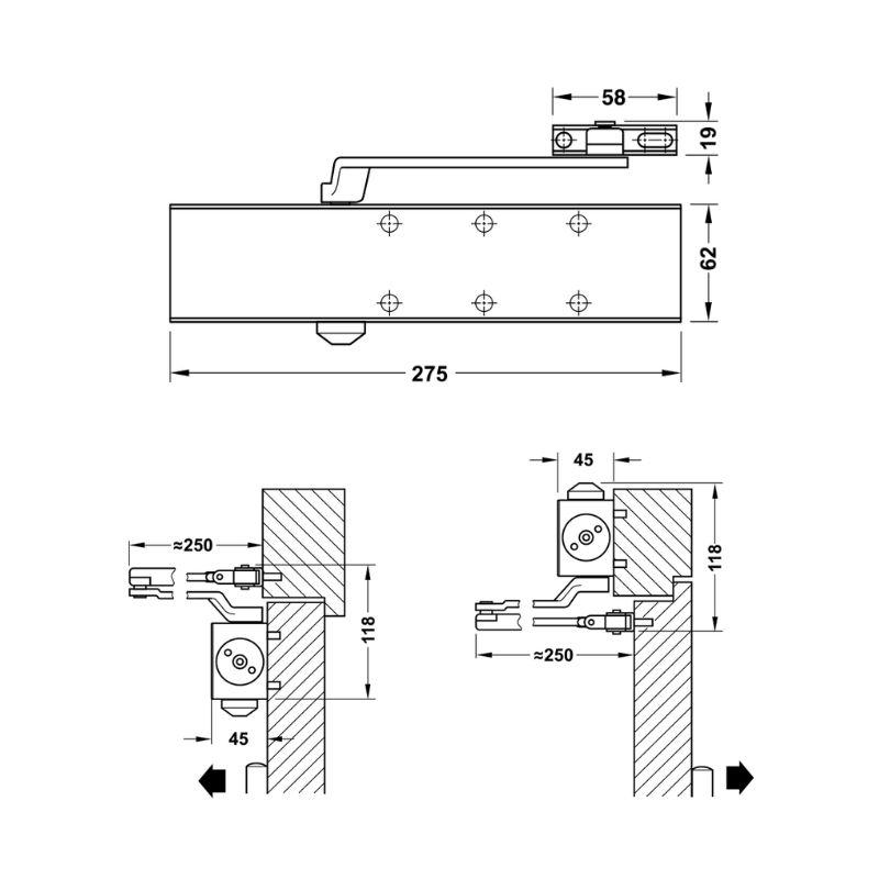 Thông số thiết bị đóng cửa tự động DCL55 Hafele 931.84.769 Thông số thiết bị đóng cửa tự động DCL55 Hafele 931.84.769