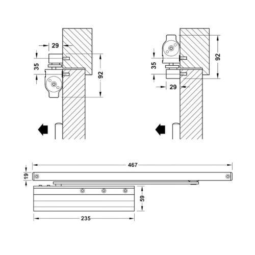 Thiết bị đóng cửa tự động DCL83 Hafele 931.84.289 5 Thông số thiết bị đóng cửa tự động DCL83 Hafele 931.84.289