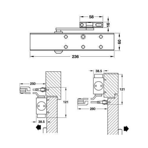 Thiết bị đóng cửa tự động Hafele 931.84.829 3 Thông số thiết bị đóng cửa tự động Hafele 931.84.829