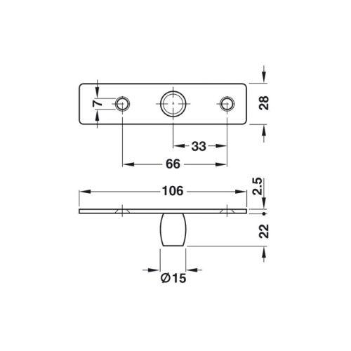 Trục xoay trên khung bao Hafele 981.00.080 3 Thông số trục xoay trên khung bao Hafele 981.00.080