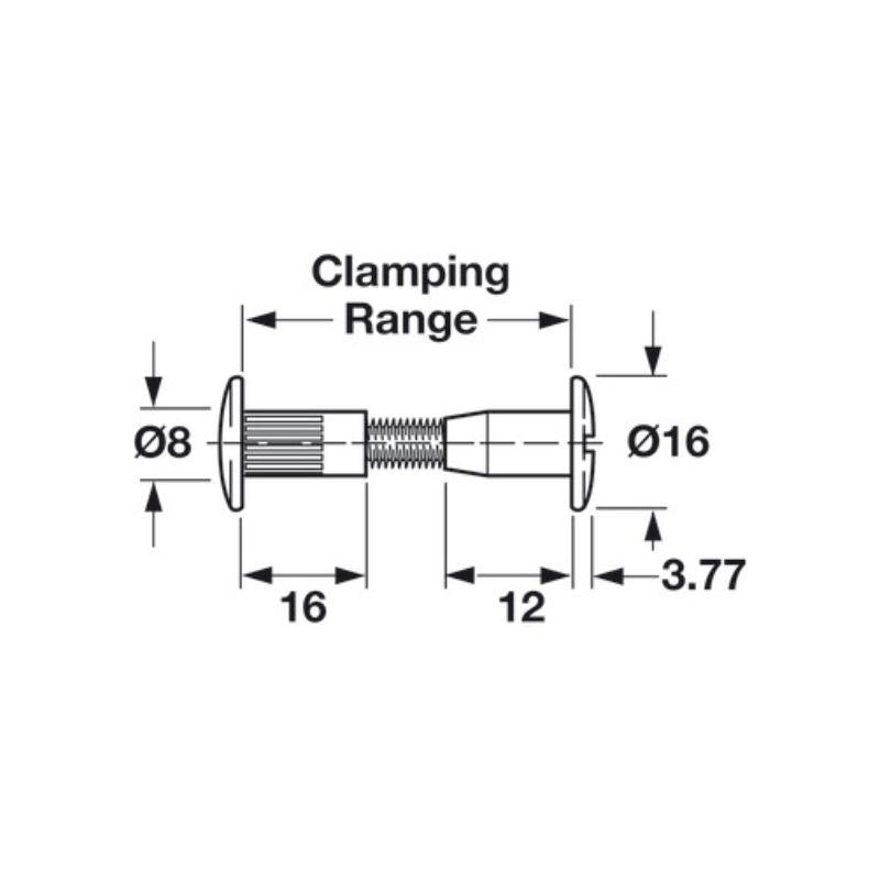 Thông số vít và ống liên kết 37-44 hợp kim Hafele 267.07.903 Thông số vít và ống liên kết 37-44 hợp kim Hafele 267.07.903