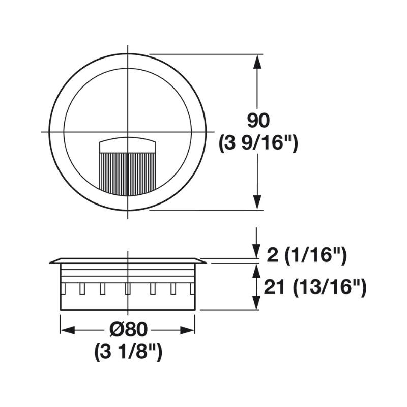 Thông số Vòng che dây diện Hafele 631.35.314 Thông số Vòng che dây diện Hafele 631.35.314