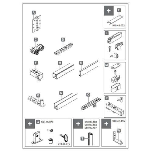 Phụ kiện cửa trượt xếp Hafele 940.42.511 3 Trọn bộ phụ kiện cửa trượt xếp Hafele 940.42.511