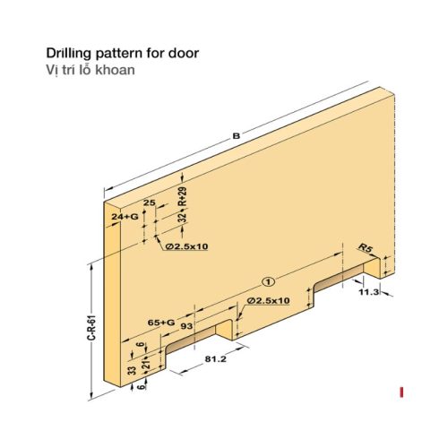 Phụ kiện cửa trượt bằng mặt S/US 20FB Hafele 406.11.207 3 Vị trí phụ kiện cửa trượt bằng mặt S/US 20FB Hafele 406.11.207