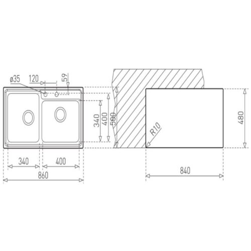 Kích thước chậu rửa chén bát Teka STAGE 2B