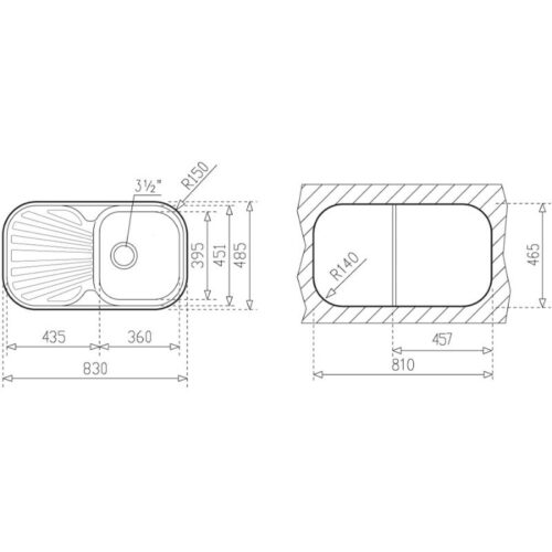 Kích thước chậu rửa chén bát Teka STYLO 1B 1D