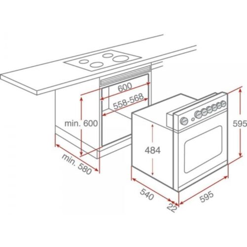 Kích thước lò nướng Teka HE 615