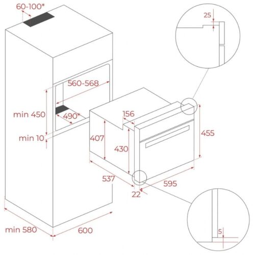 Lò nướng Teka HLC 840 3 Kich thước lò nướng Teka HLC 840