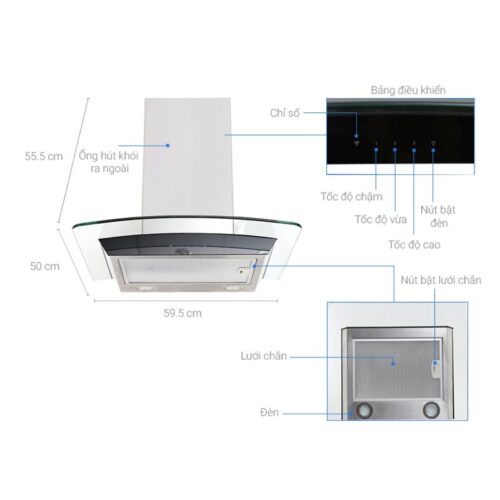 Kích thước máy hút khói khử mùi Electrolux EFC736GAR