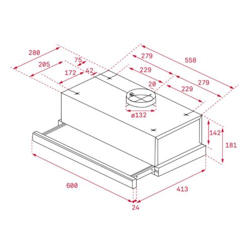 Kích thước máy hút khử mùi Teka TL 6310