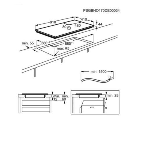 Kích thước Bếp từ âm Electrolux EIT913