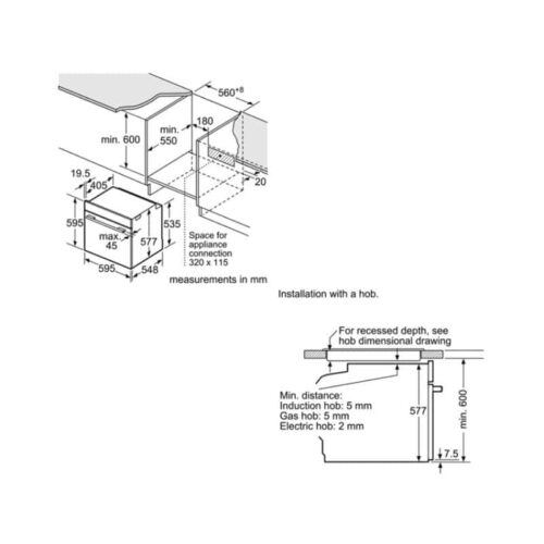 Kích thước lò nướng Bosch HBG656RS1B