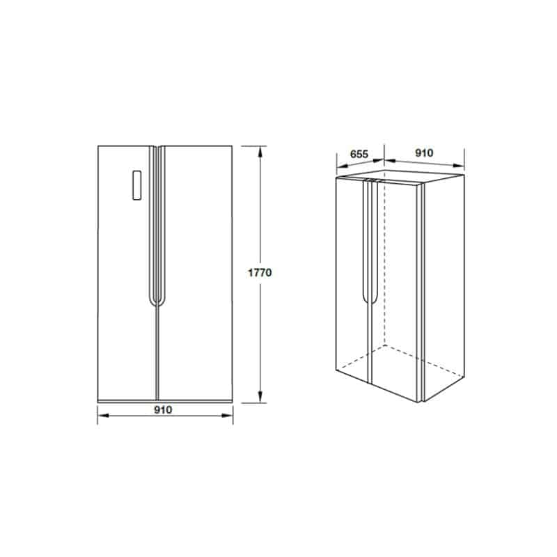 Kích thước Tủ lạnh SIDE-BY-SIDE Hafele HF-SBSID 534.14.020 Kích thước Tủ lạnh SIDE-BY-SIDE Hafele HF-SBSID 534.14.020