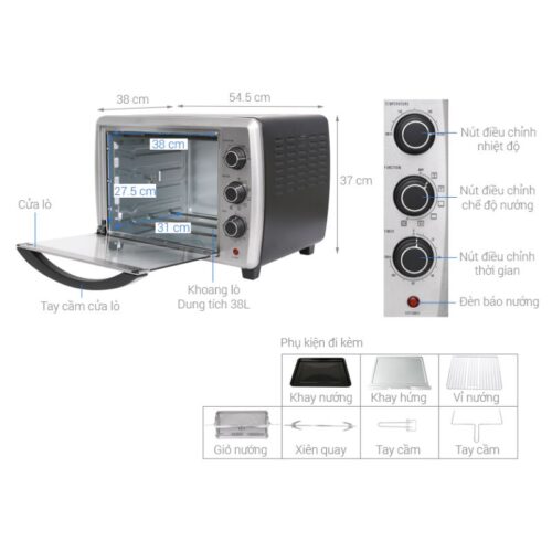 Kích thước lò nướng Electrolux EOT38MXC