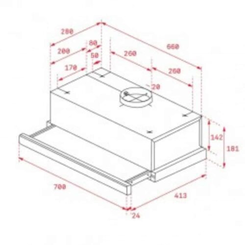 Kích thước của Máy hút mùi âm tủ Teka TLR2 72 SS