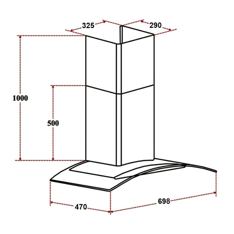 Kích thước máy hút mùi Faster FS3588SS -70 Kích thước máy hút mùi Faster FS3588SS -70