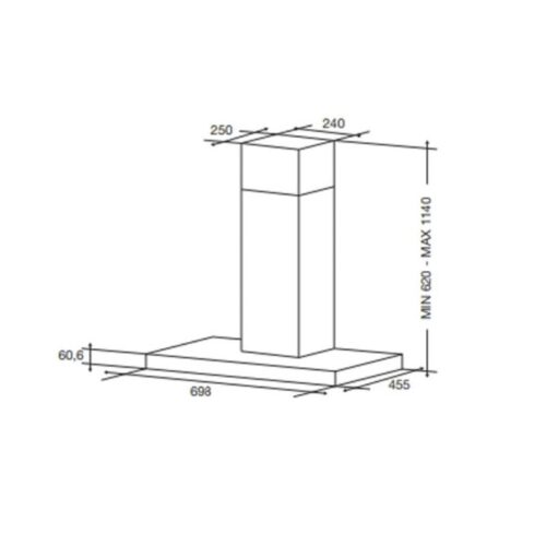 Kích thước máy hút mùi ống khói 70cm Rosieres RTS7CGXE