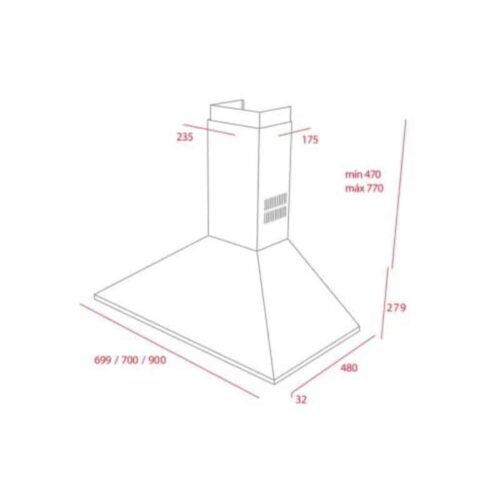 Kích thước của Máy hút mùi TEKA DBB-70