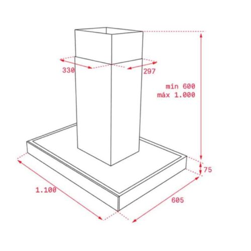 Kích thước của Máy hút mùi đảo Teka DPL ISLAND 1185