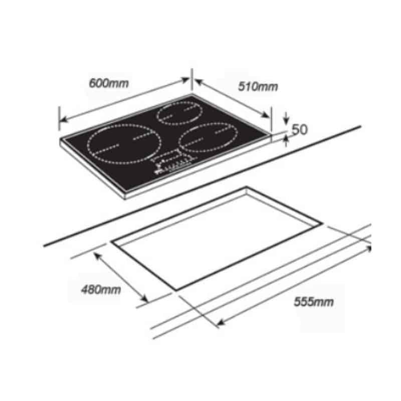 Kích thước bếp điện Malloca DZ- 5803 Kích thước bếp điện Malloca DZ- 5803