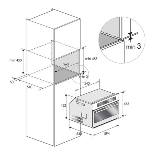 Kích thước Lò vi sóng kết hợp nướng Dudoff Victoria 45S