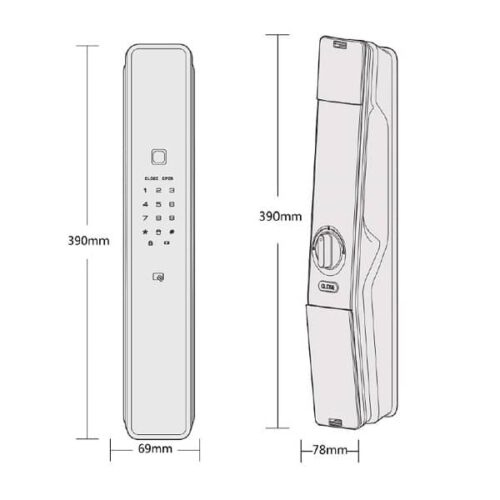 Kích thước của Khóa điện tử Hafele PP9000 912.05.692